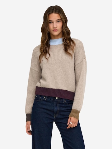 Pullover 'ONLOLINA LS CONTRAST HIGHNECK CC KNT 15375631' di ONLY in beige: frontale
