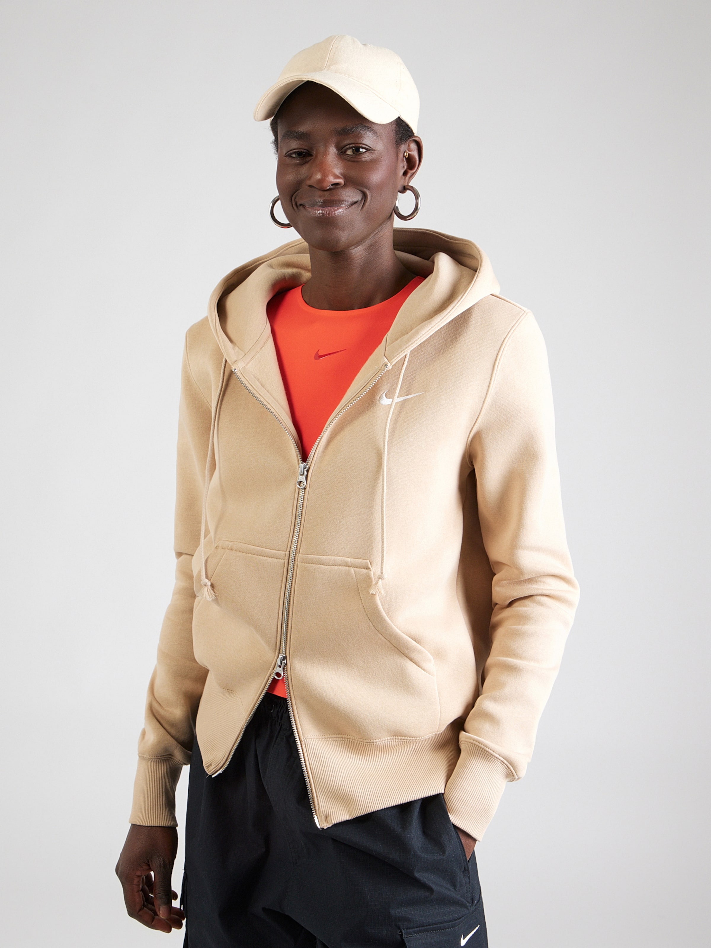 beige nike zip up hoodie