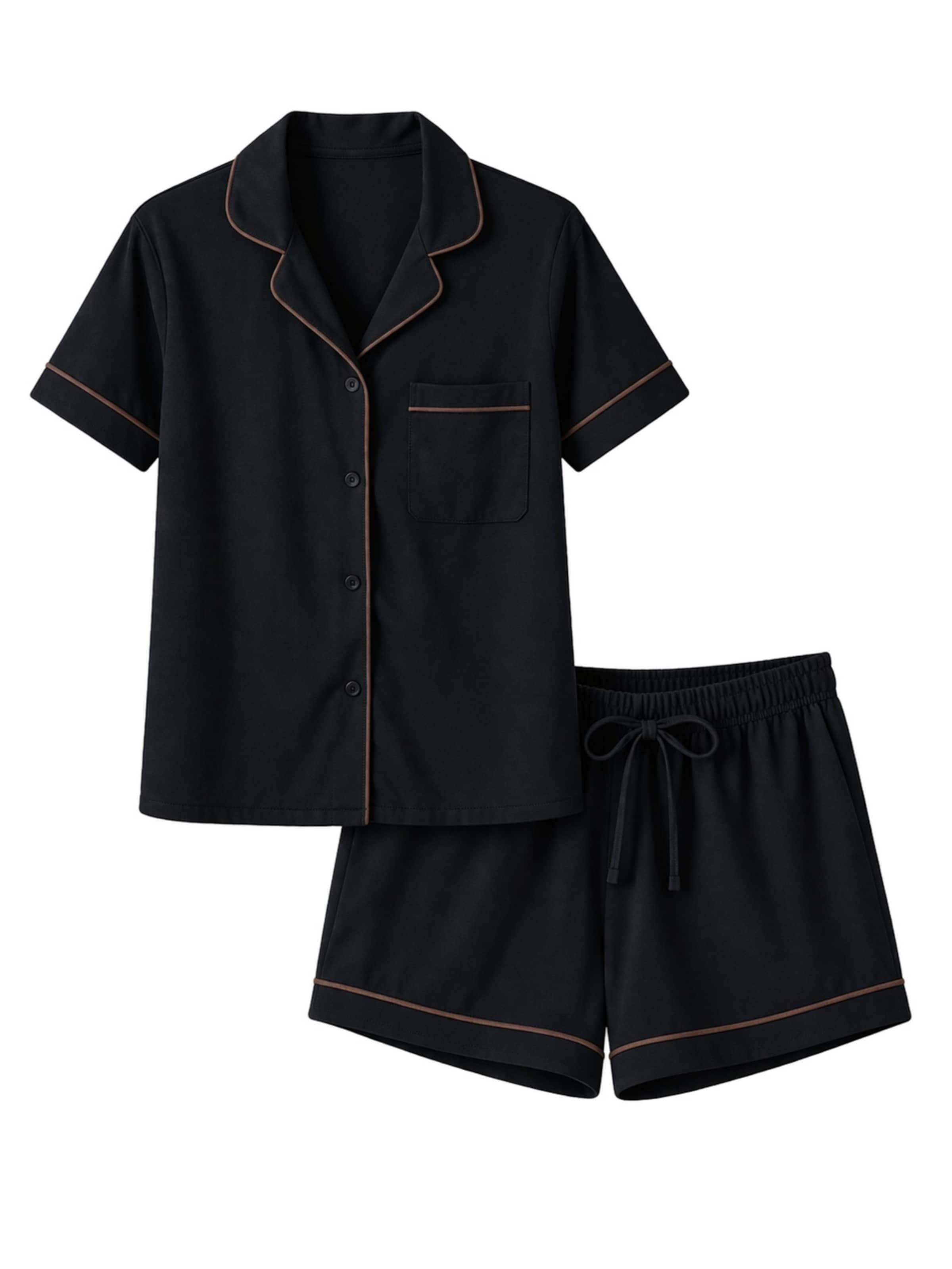 LEAFLETIC Pajama Pants 'Leafletic Women’s Night Wear Short Set' in Black: front