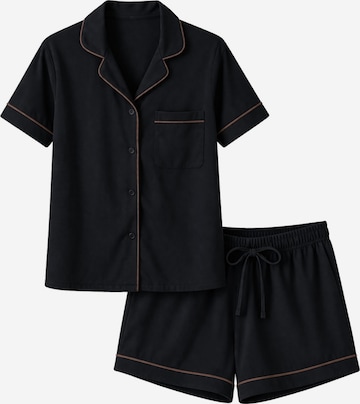 LEAFLETIC Pyjamabroek 'Leafletic Women’s Night Wear Short Set' in Zwart: voorkant