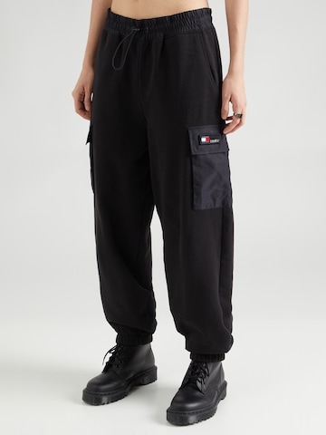 Tommy Jeans - Loosefit Pantalón cargo en negro: frente