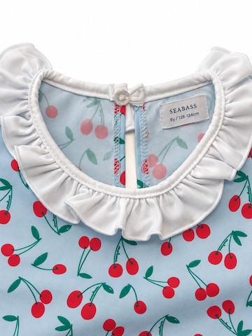 SEABASS High neck Bikini 'Girls Swim Set Ruffle' in Blauw