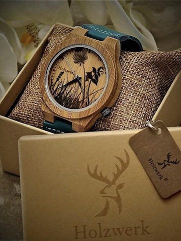 Holzwerk Analoog horloge 'FLORISTIC' in Blauw