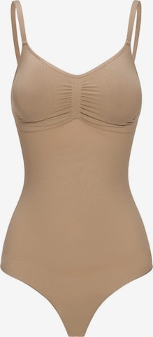cfabBodi za oblikovanje 'Bodysuit Sculpting Shapewear with Built-In Wireless Bra and String' - bež boja: prednji dio