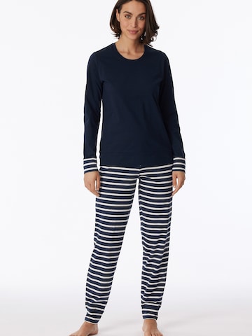 SCHIESSER Pyjama ' Casual Essentials ' in Blauw: voorkant