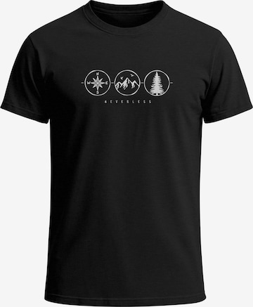 Neverless Shirt 'Outdoor Kompass' in Black: front