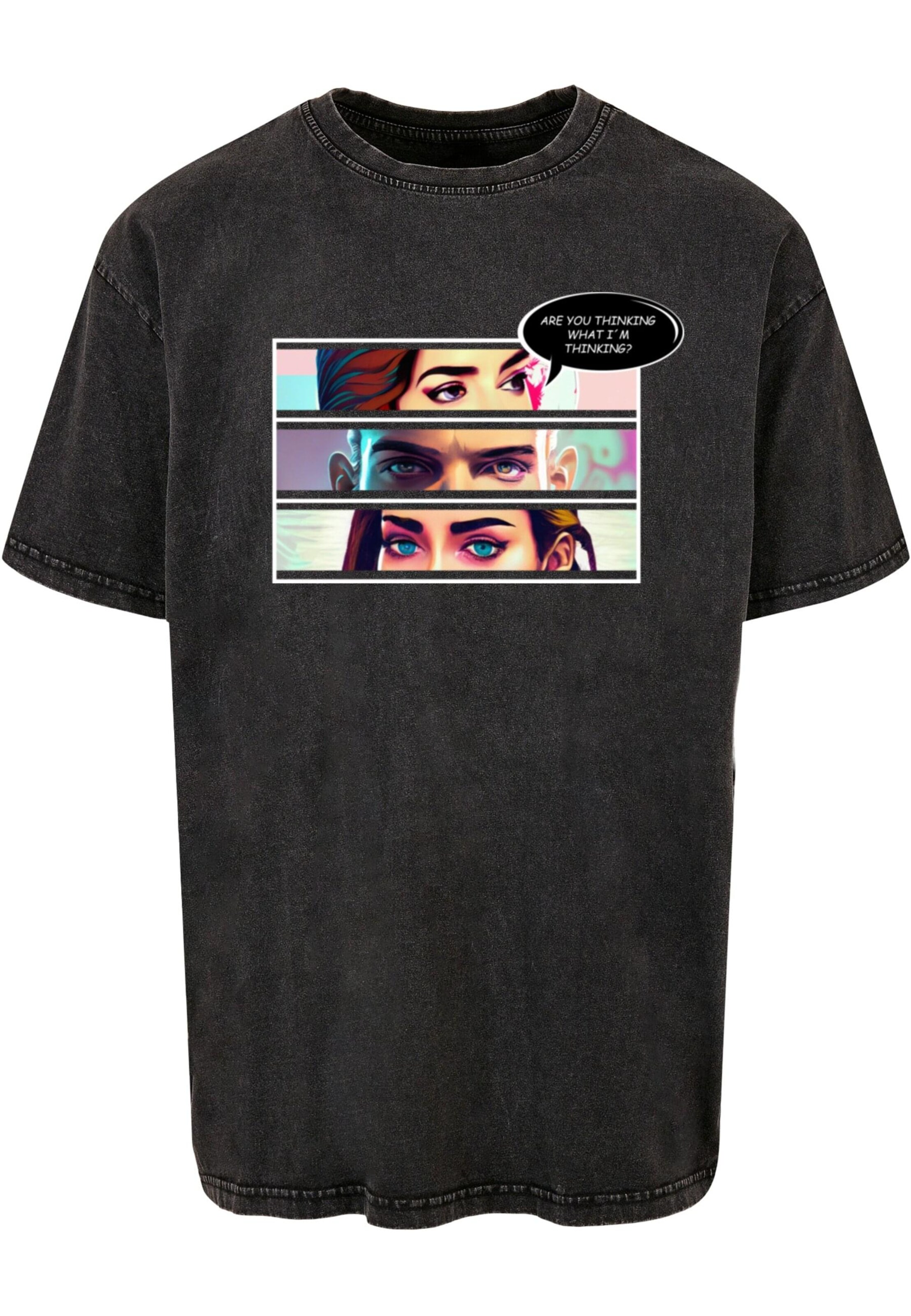 Merchcode Shirt 'Thinking Comic' in Grau: Vorderseite