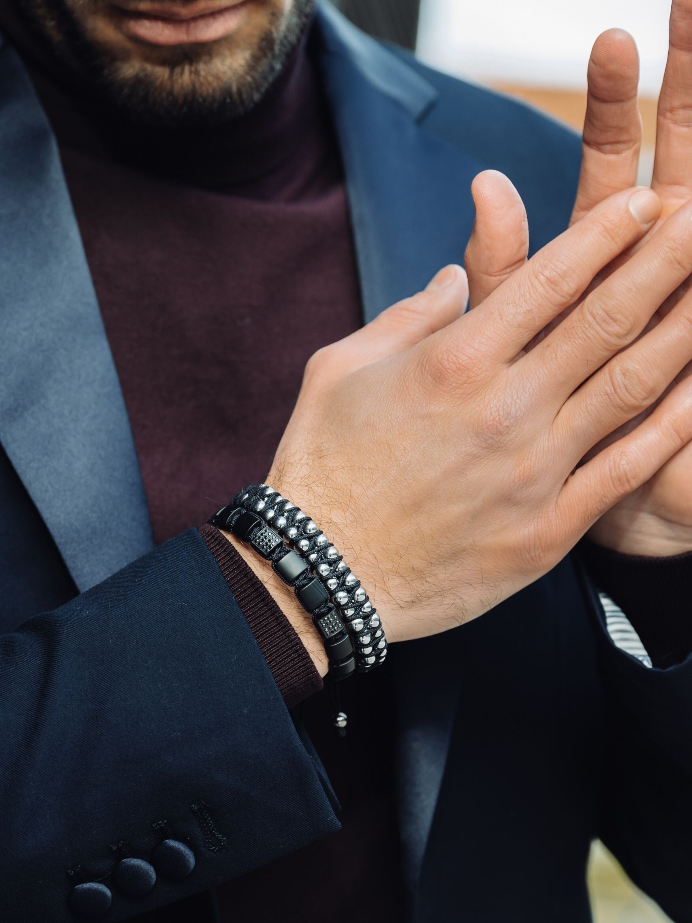 GT Collection Bracelet 'Flat-Bead' in Black
