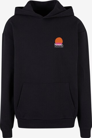 9N1M SENSE Sweatshirt 'Travel Club' in Zwart: voorkant