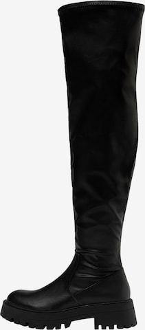 Pull&Bear Over the Knee Boots in Black