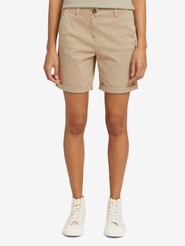 TOM TAILOR Regular Chino Pants in Beige: front