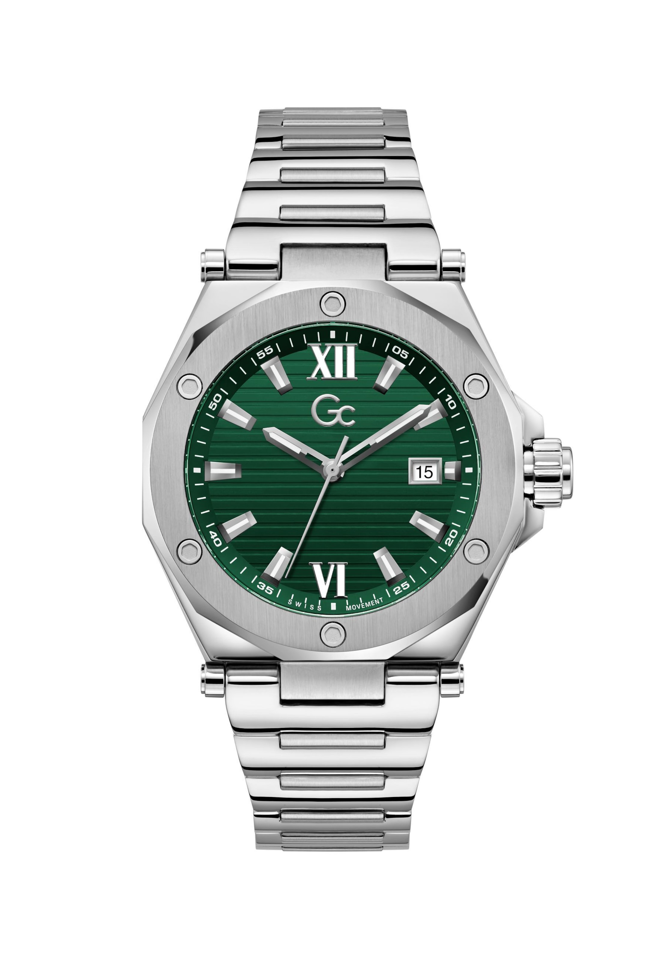 Montre à affichage analogique 'Legacy Sleek ' Gc en argent : devant