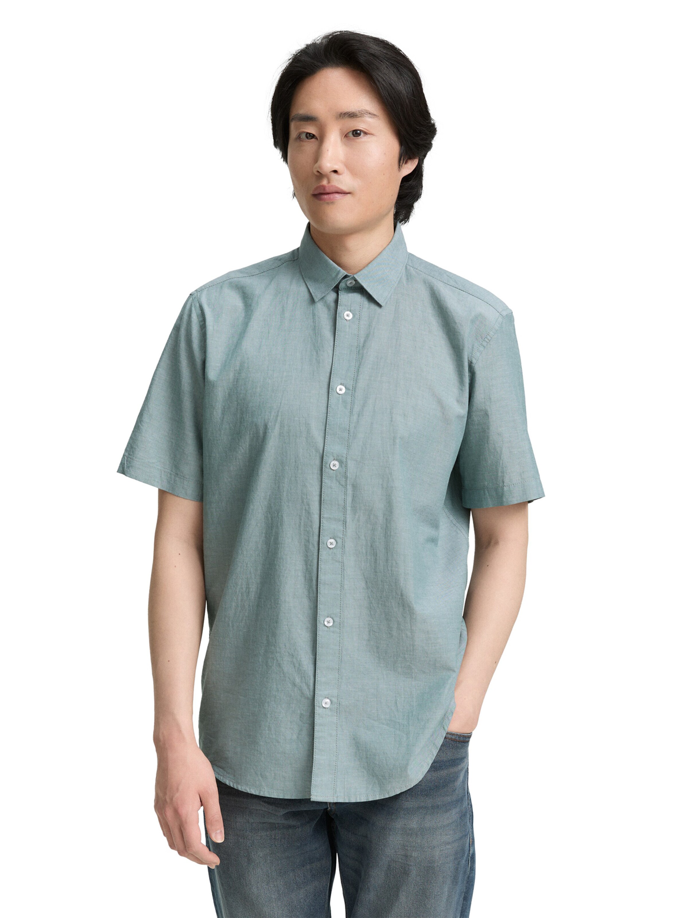 TOM TAILOR Средняя посадка Рубашка в Зеленый: спереди