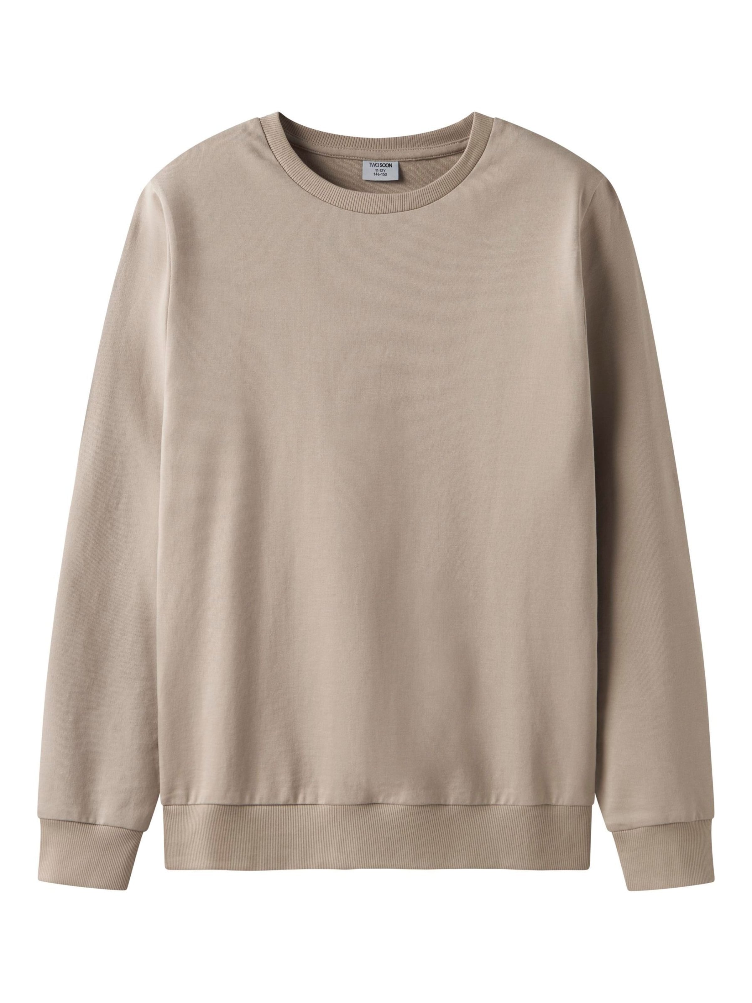 Sweat TWO SOON en beige : devant