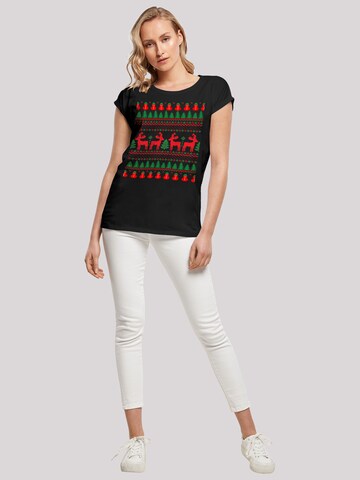 F4NT4STIC Shirt 'Christmas Reindeers Weihnachten Muster' in Schwarz