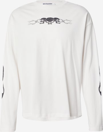 T-Shirt WEEKDAY en blanc : devant