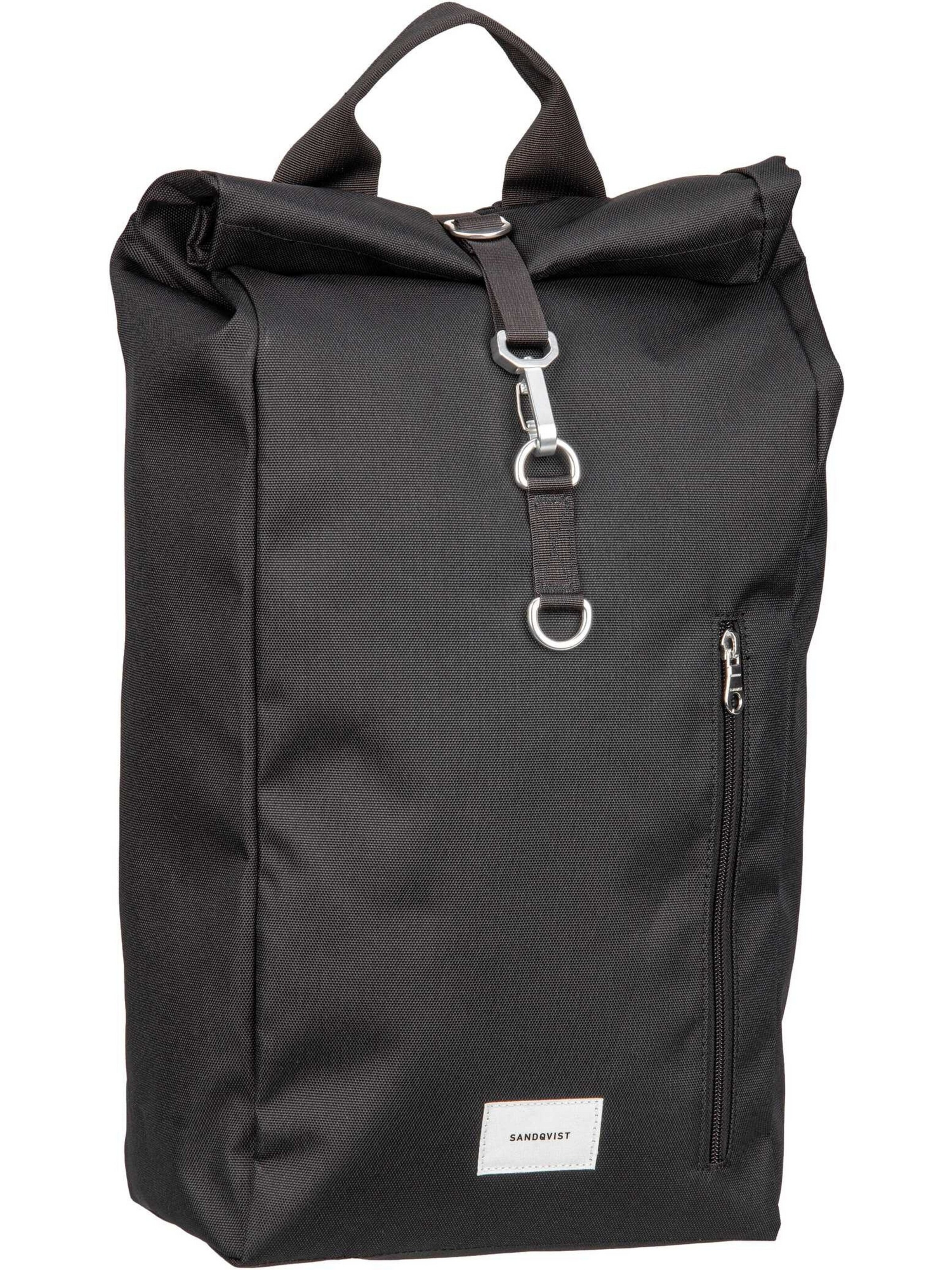 SANDQVIST Backpack ' Ground Rolltop Backpack L ' in Black: front