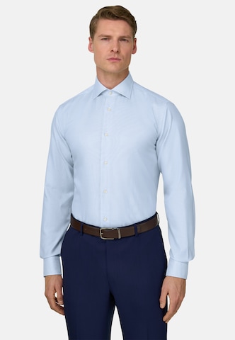 Coupe slim Chemise Boggi Milano en bleu : devant