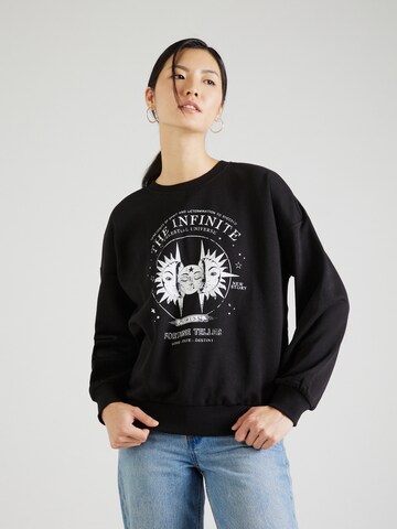 ONLY Sweatshirt 'WANTED SPIRITUAL' in Black: front