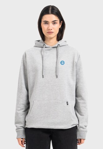 Oldskull Hoodie 'Retro Pixel Wave Logo Graphic' in Grau