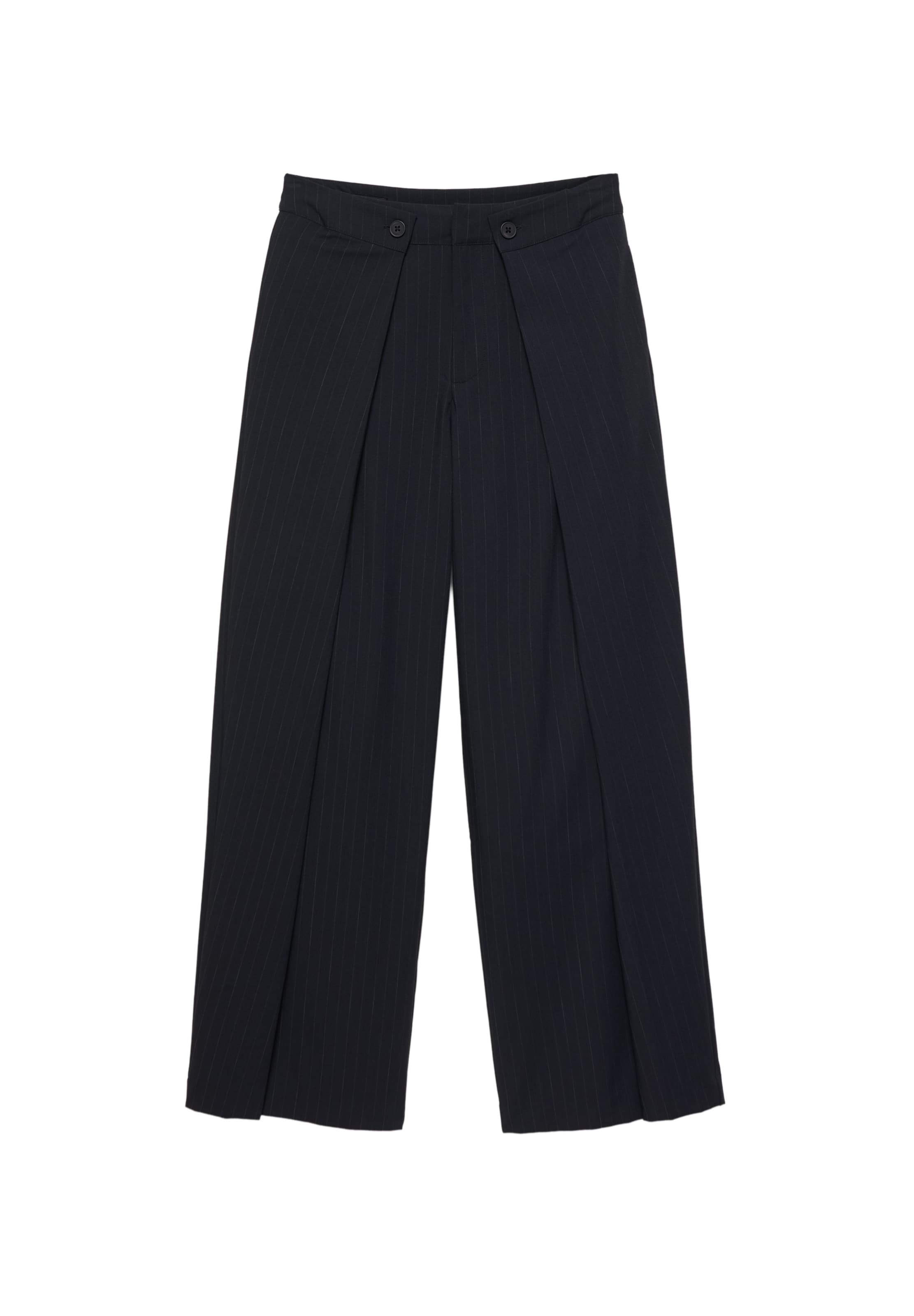 Wide leg Pantaloni cutați de la Pull&Bear pe negru: față