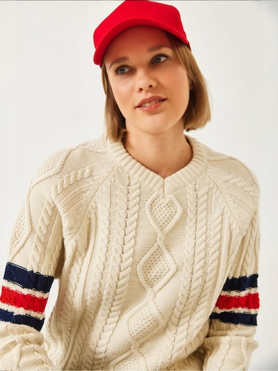 Bianco Lucci Pull-over 'Pullover' en S-M en beige, Vue avec produit