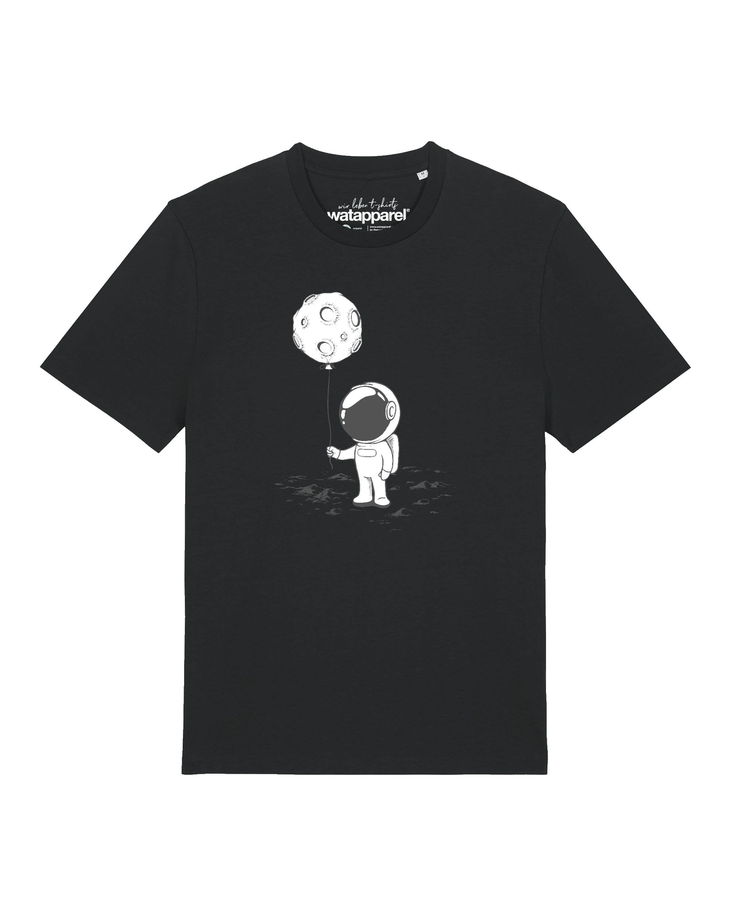 T-Shirt 'Kleiner Astronaut Mit Luftballon' Watapparel en noir : devant
