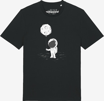 T-Shirt 'Kleiner Astronaut Mit Luftballon' Watapparel en noir : devant