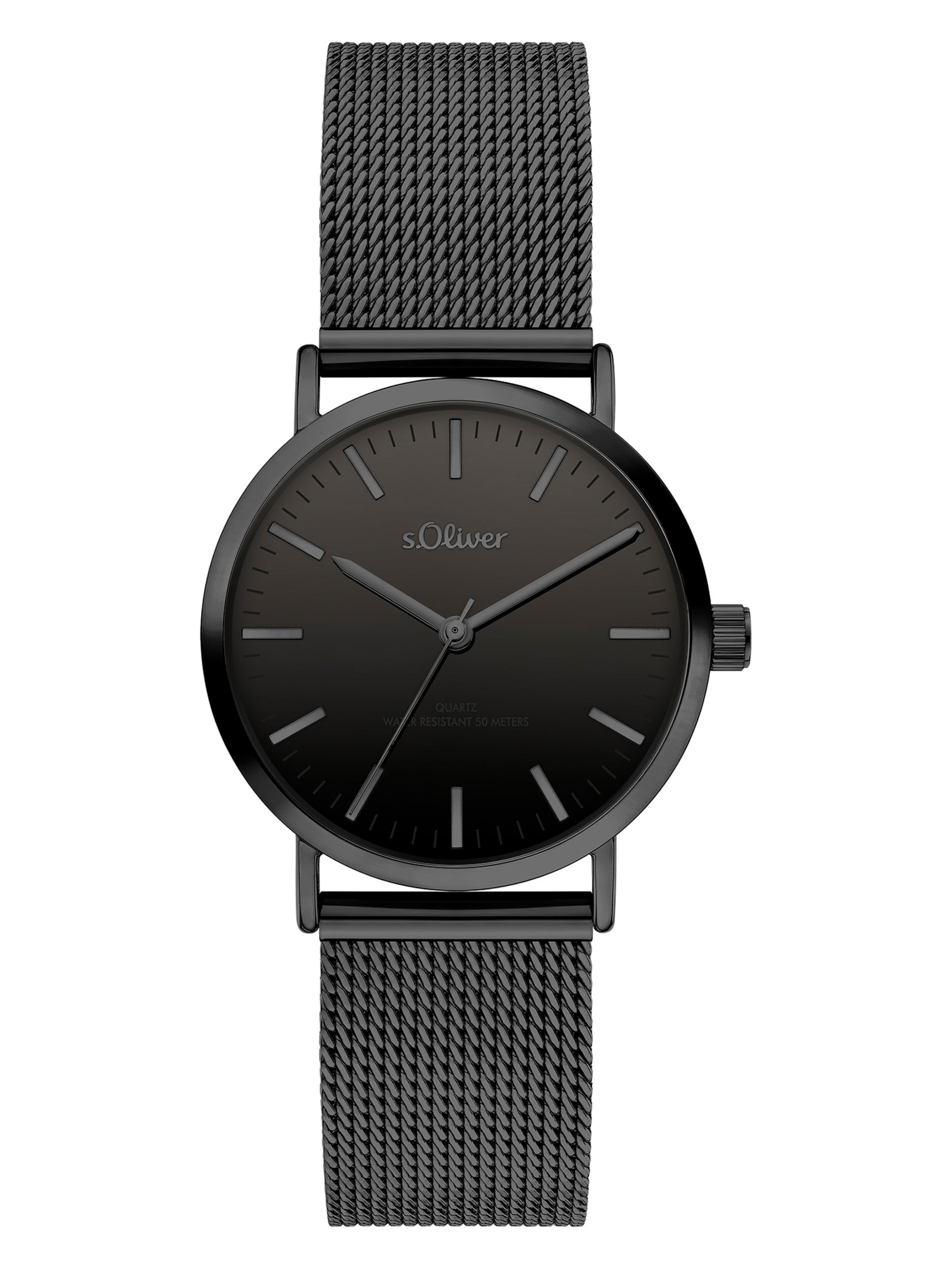 s.Oliver Analoguhr in Schwarz: Vorderseite