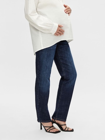 Regular Jeans 'Newdex' de la MAMALICIOUS pe albastru: față