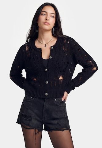 myMo ROCKS Gebreid vest 'Rocks' in Zwart: voorkant