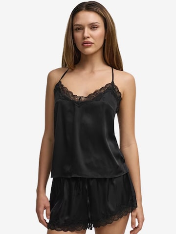 cfab (formerly creamy fabrics) - Camiseta para dormir 'Satin Cami Top mit Spitze' en negro: frente