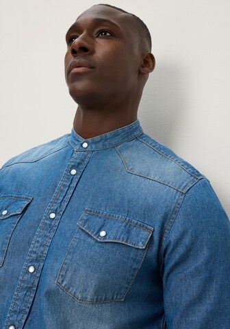 DELMAO Slim fit Button Up Shirt 'DELMAO ' in Blue
