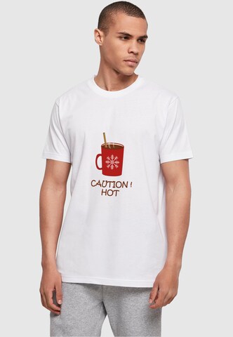 Merchcode Shirt 'Caution Hot' in Wit: voorkant