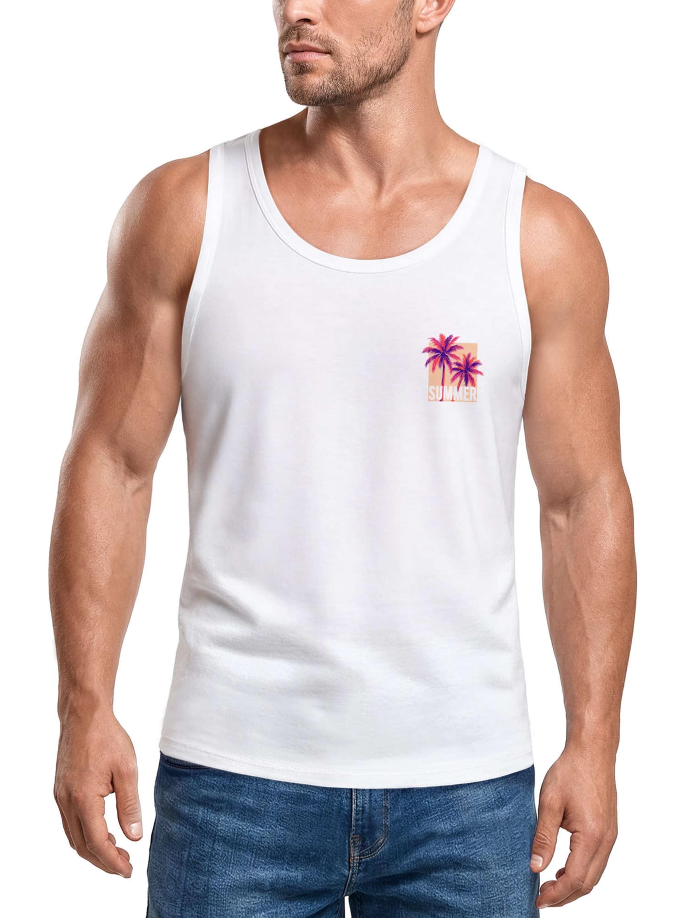 Neverless Shirt 'Palme Summer'‌‌‌‌ in Weiß