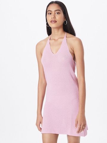 Monki - Vestido de malha em rosa: frente