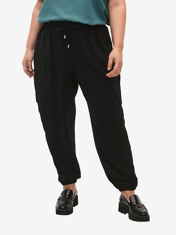 Zizzi Loose fit Cargo Pants 'Cajoy' in Black: front