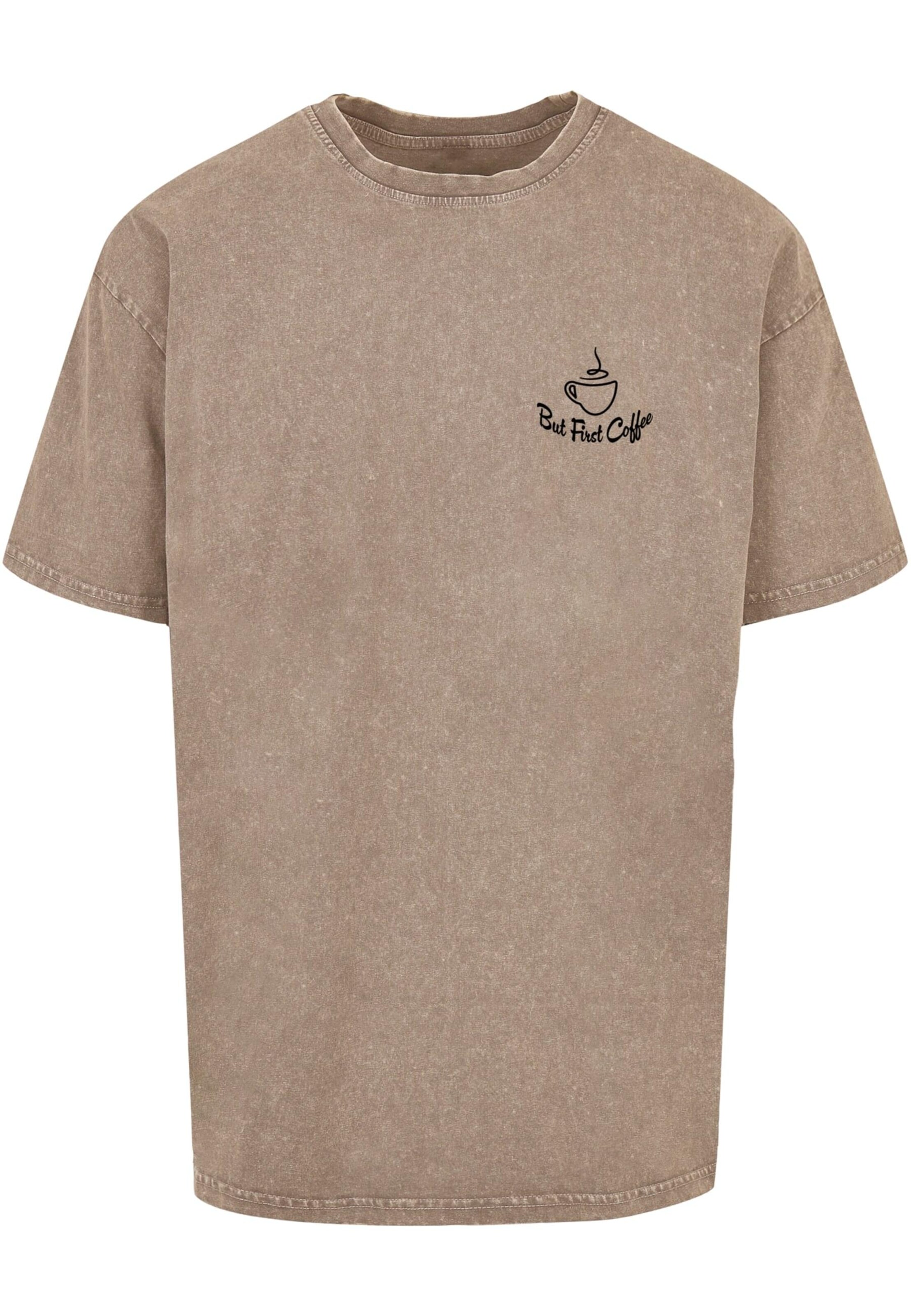 Merchcode Shirt 'But First Coffee' in Grey: front