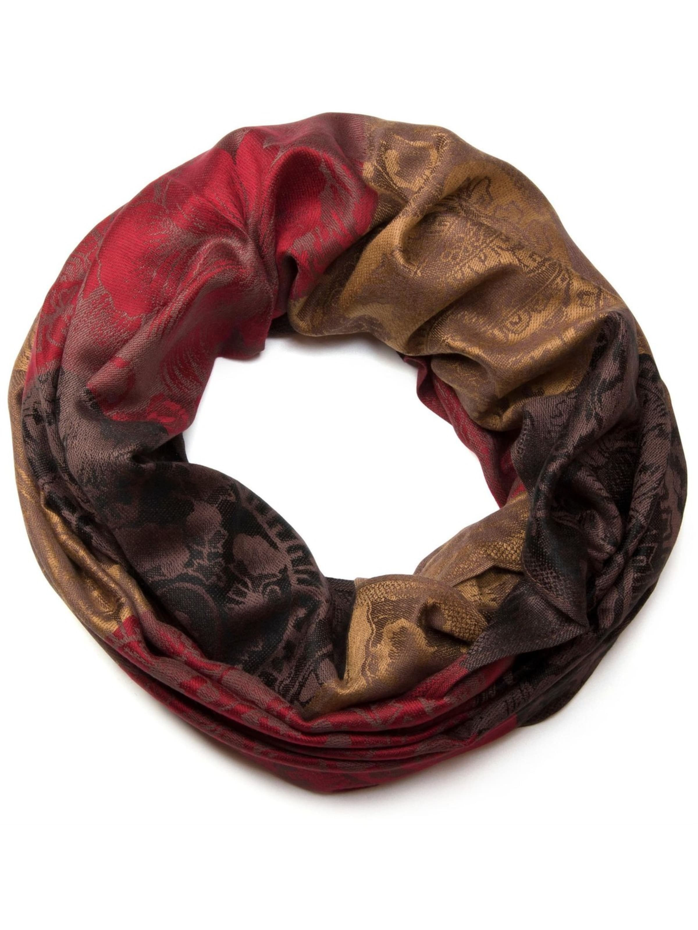 styleBREAKER Loop scarf 'Loop mit Hibiskus Blüten und Paisley Muster' in Brown: front