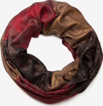styleBREAKER Loop scarf 'Loop mit Hibiskus Blüten und Paisley Muster' in Brown: front