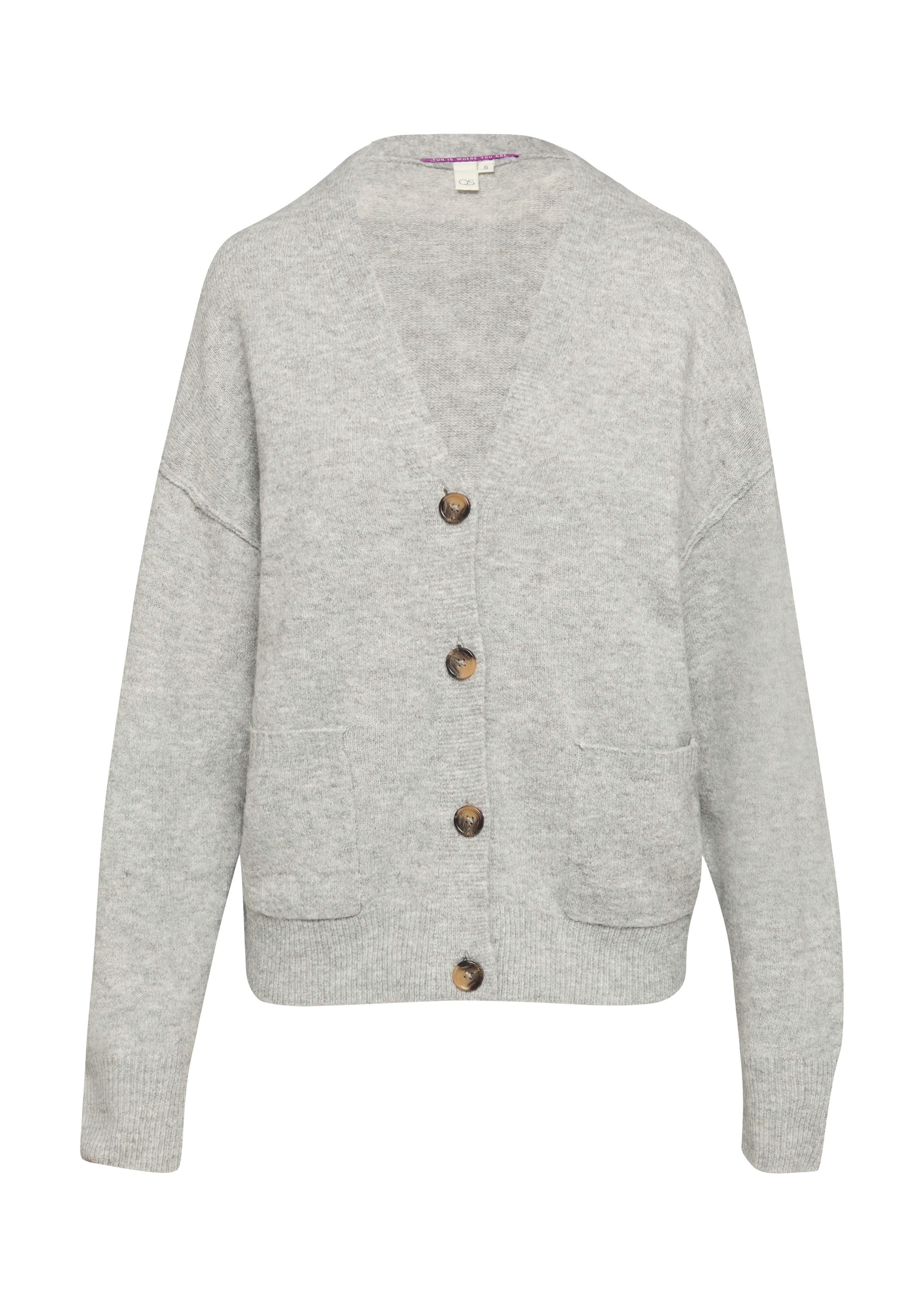 QS Strickjacke in Grau: Vorderseite