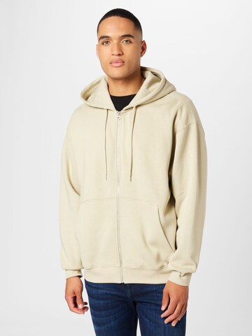 WEEKDAY Zip-Up Hoodie in Beige: front