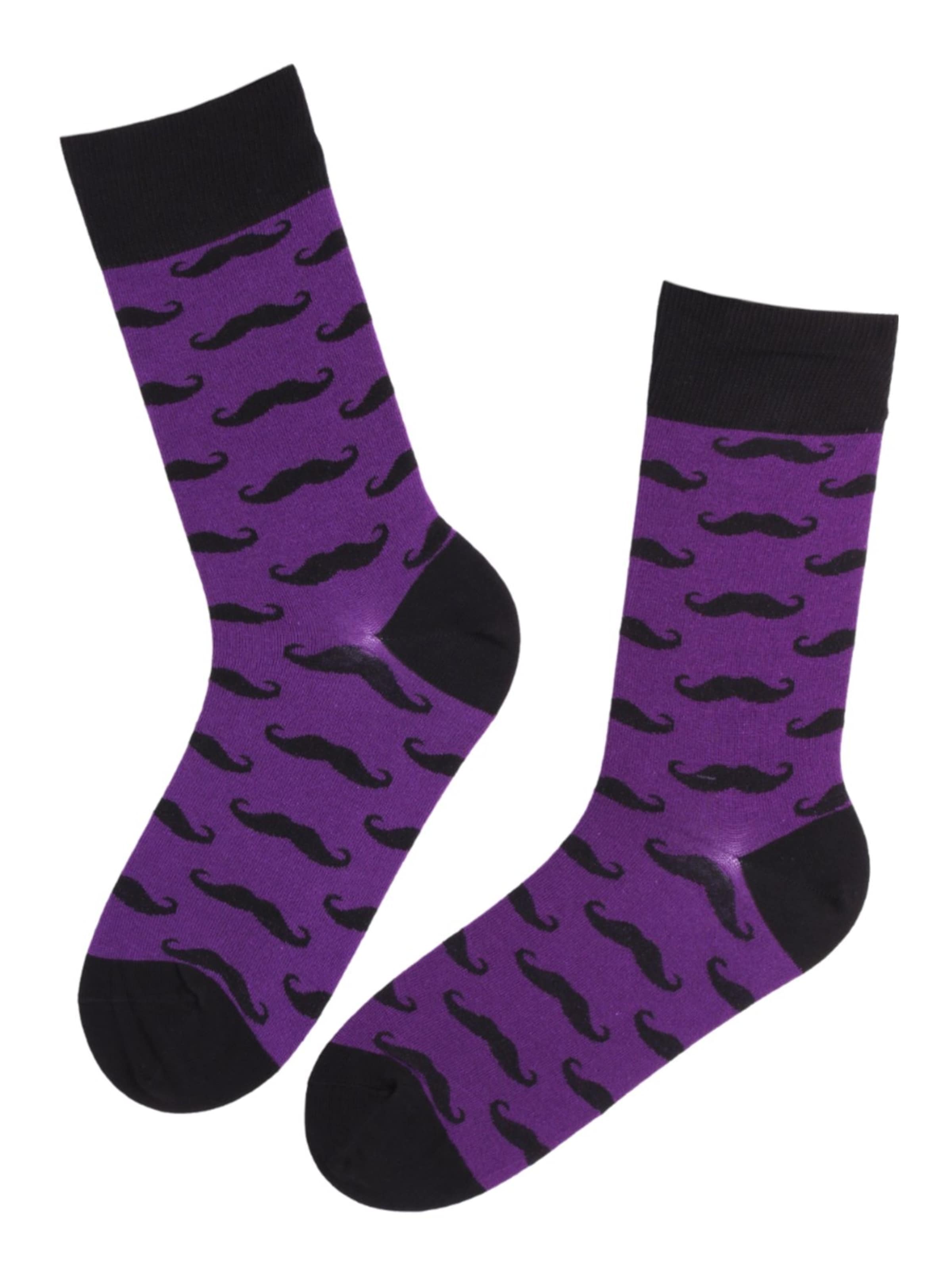 Sokisahtel - Calcetines 'VUNTS cotton moustache pattern socks' en lila: frente