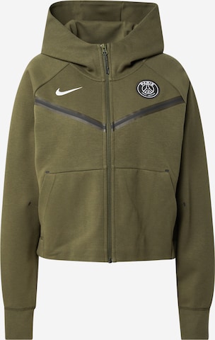 NIKE - Sudadera con cremallera deportiva en verde: frente