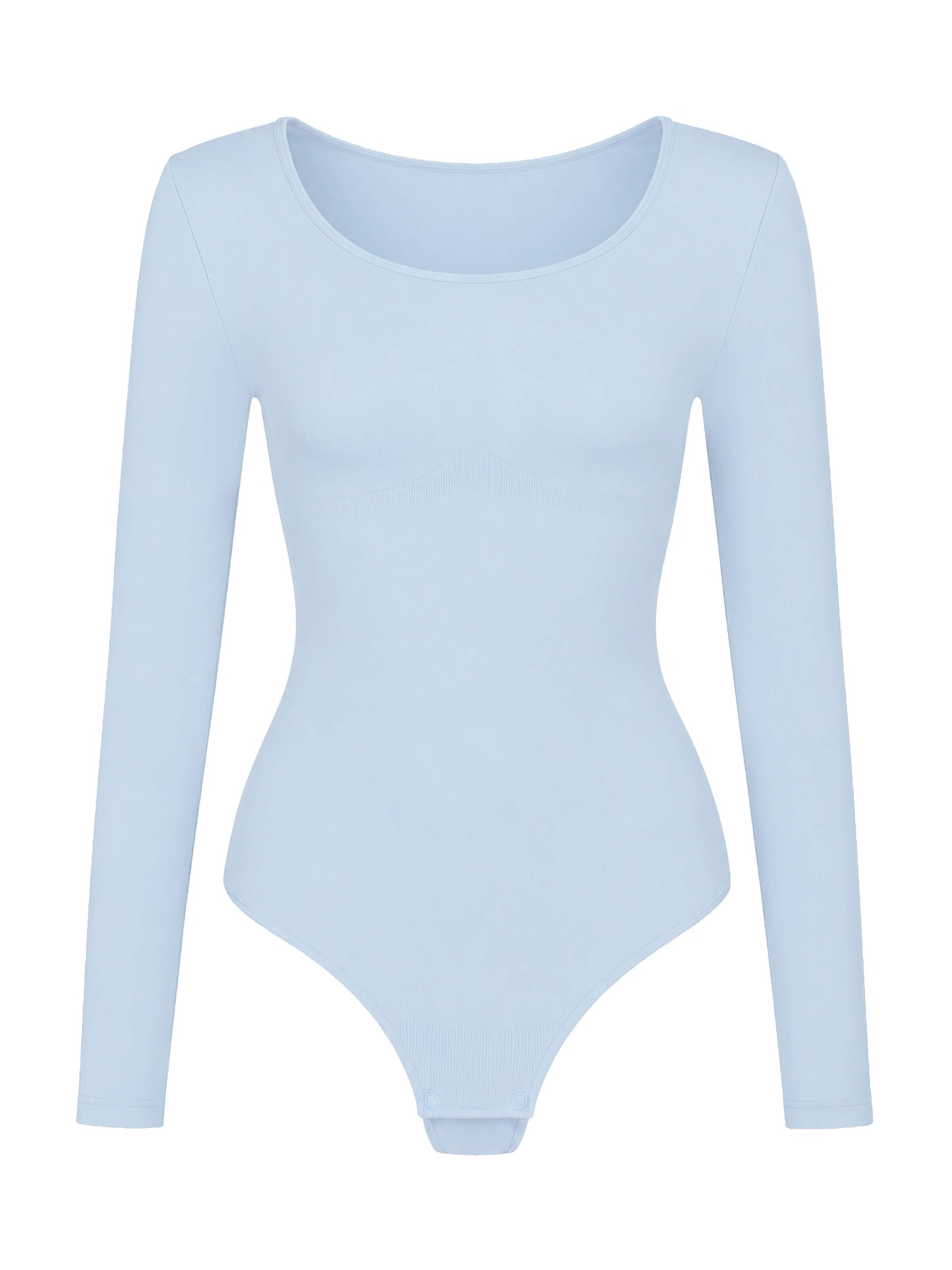 Body modellante 'Longsleeve Sculpting Bodysuit with String' di cfab in blu: frontale