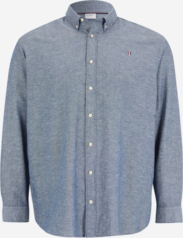 Jack & Jones Plus Comfort fit Button Up Shirt 'SUMMER' in Blue: front