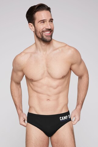 CAMP DAVID Board Shorts in Black: front