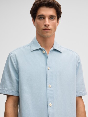 STRELLSON Comfort fit Button Up Shirt 'Navi' in Blue