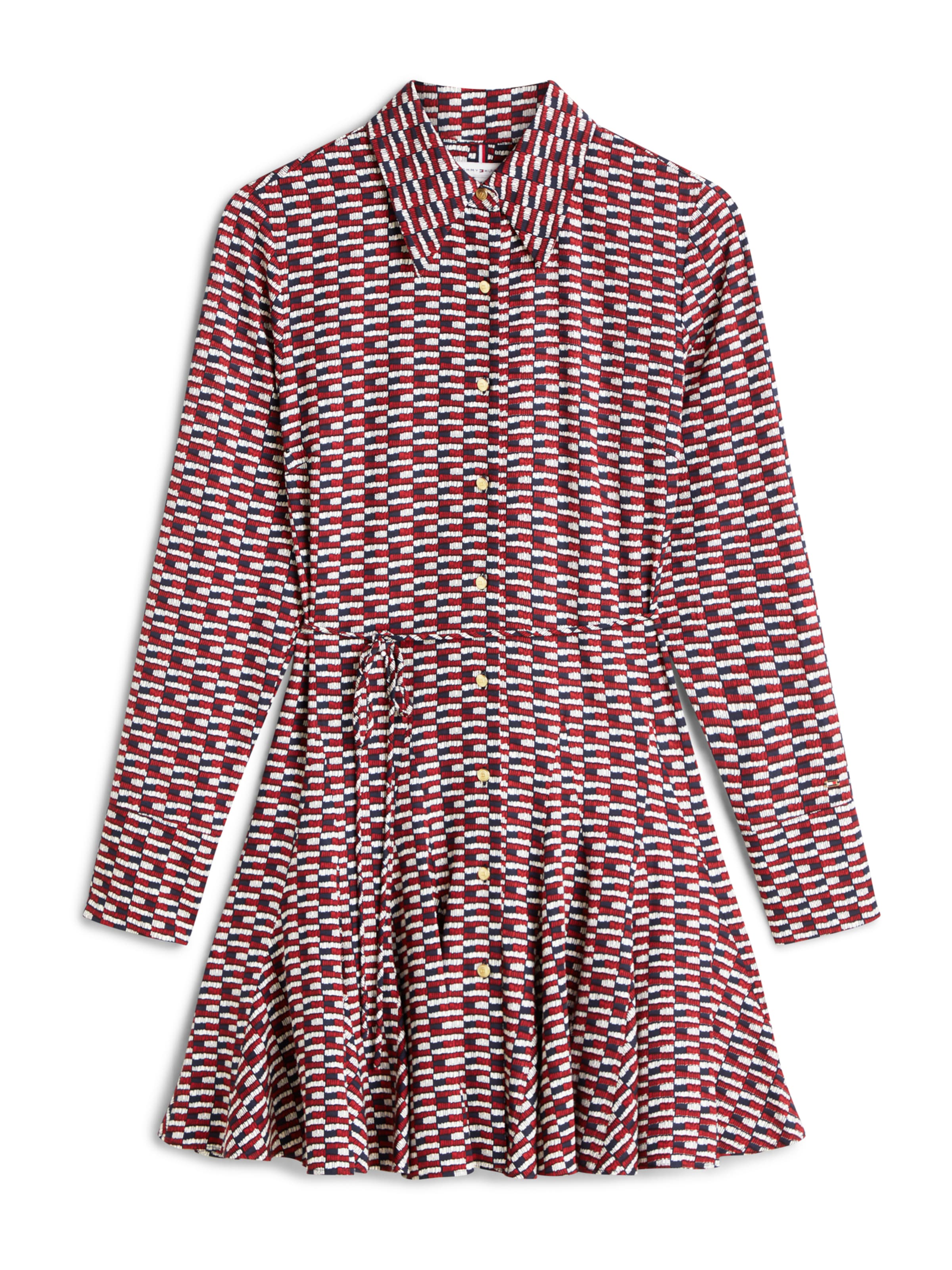 TOMMY HILFIGER - Vestido camisero en rojo: frente