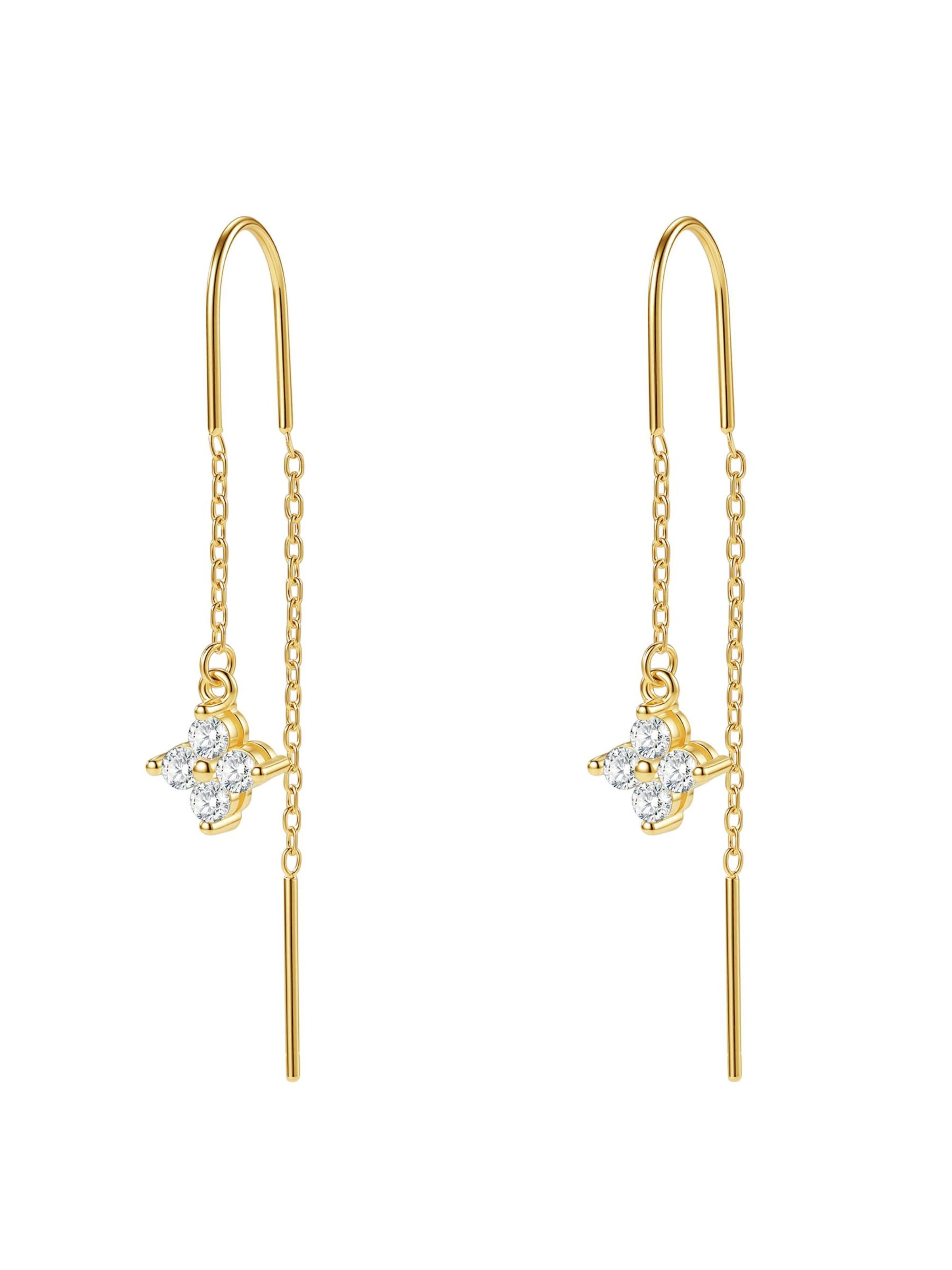 Hey Happiness Oorbellen 'Crystal Threader' in Goud